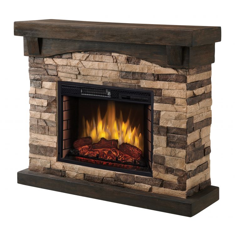 42" Sable Mills Electric Fireplace -Tan Faux Stone Mantel Electric Fireplaces Muskoka