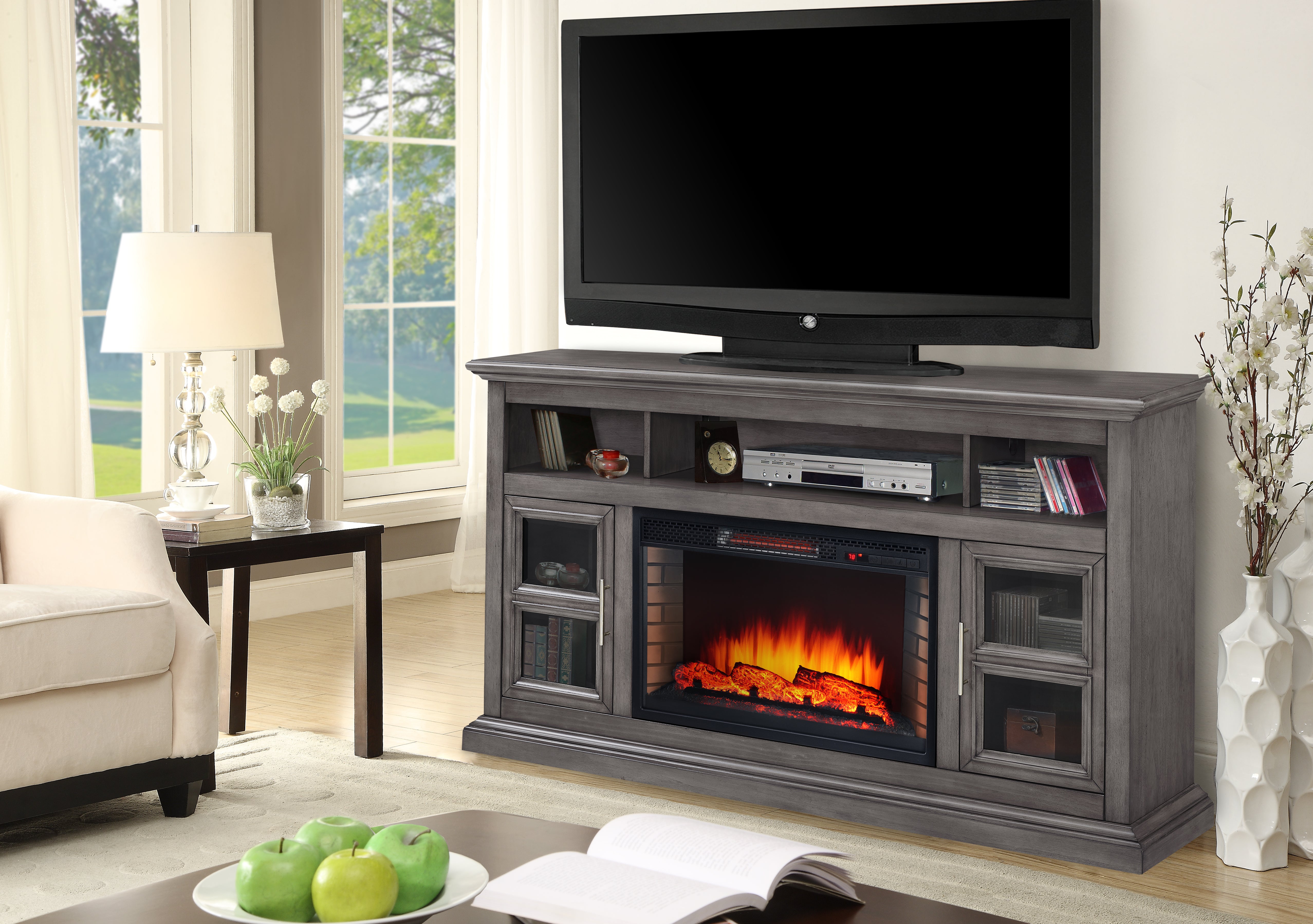Muskoka Glendale 58 Media Electric Fireplace - Dark Weathered Grey