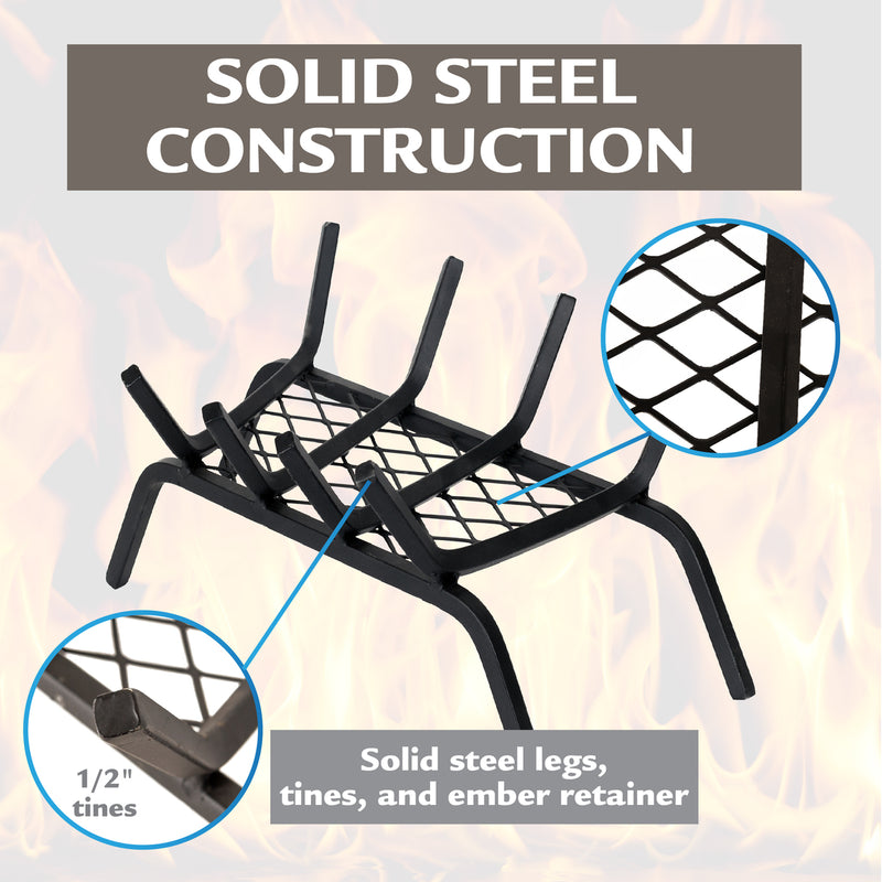 Pleasant Hearth - 1/2 in. steel grate- 18 in. 4 bar with ember retainer Grates Pleasant Hearth