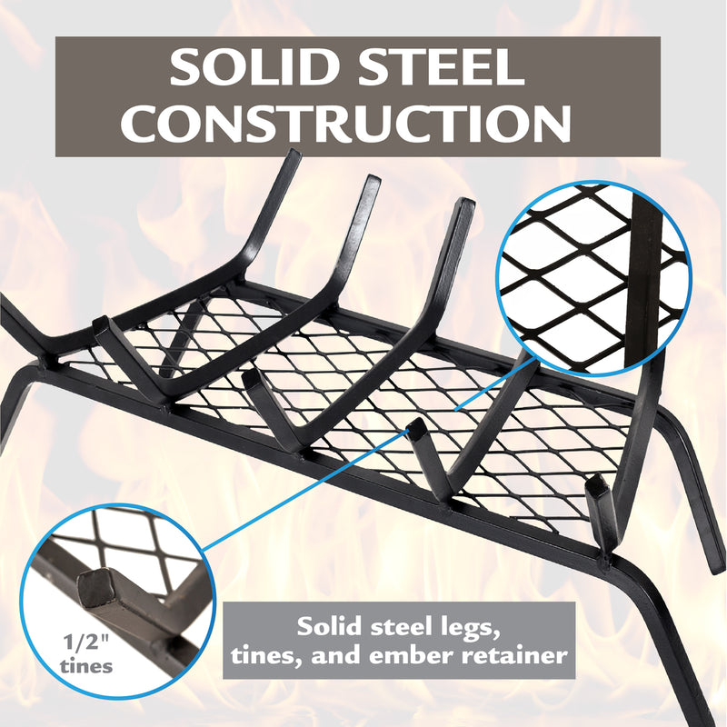 Pleasant Hearth - 1/2 in. steel grate- 24 in. 5 bar with ember retainer Grates Pleasant Hearth   