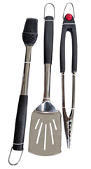3PC Stainless Steel and Silicone Soft Touch Handles - Spatula, Basting Brush, Tongs Grill Accessories Dyna-Glo