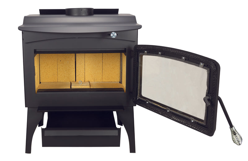 Pleasant Hearth 2,200 Sq. Ft. Wood Stove with Legs and Chrome Handles Wood Stoves Pleasant Hearth