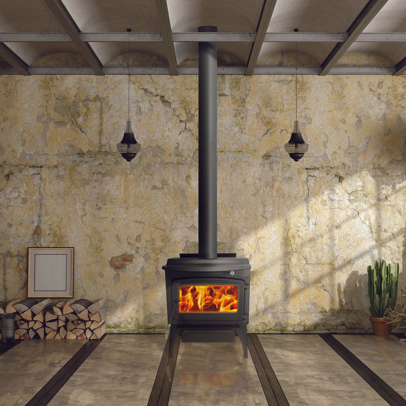 Pleasant Hearth 2,200 Sq. Ft. Wood Stove with Legs and Chrome Handles Wood Stoves Pleasant Hearth