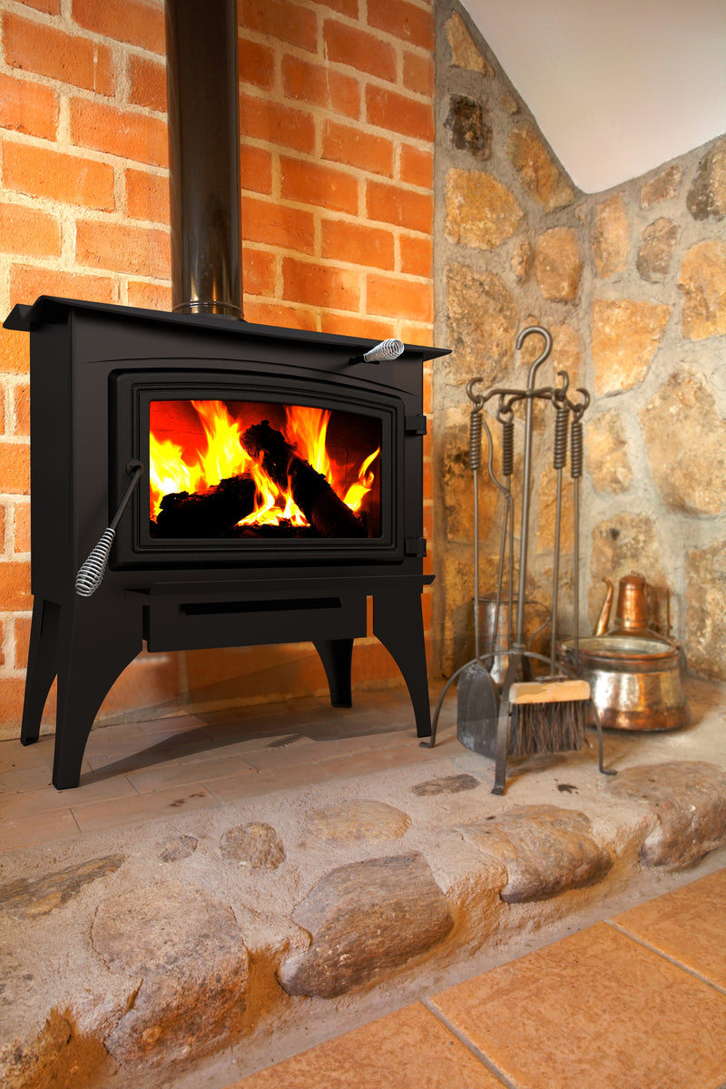 Pleasant Hearth 2,200 Sq. Ft. Wood Stove with Legs and Chrome Handles Wood Stoves Pleasant Hearth