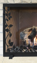 Design Specialties Ivy Glass Fireplace Screen 38 X 26 Textured Black Fireplace Accessories GHP Group Inc