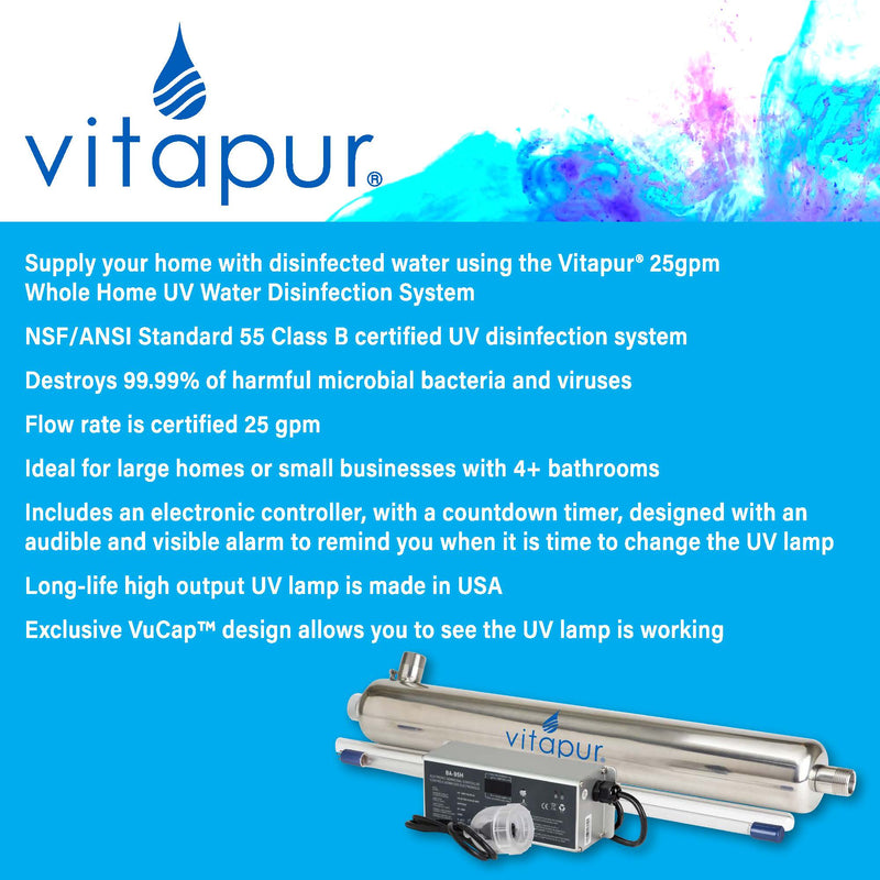 Vitapur 25 gpm Whole Home UV Water Disinfection System UV Purification Vitapur   