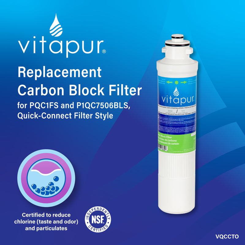 Vitapur Quick-Connect Carbon Block Filter for PQC1FS and P1QC7506BLS Under Sink Filtration Vitapur   