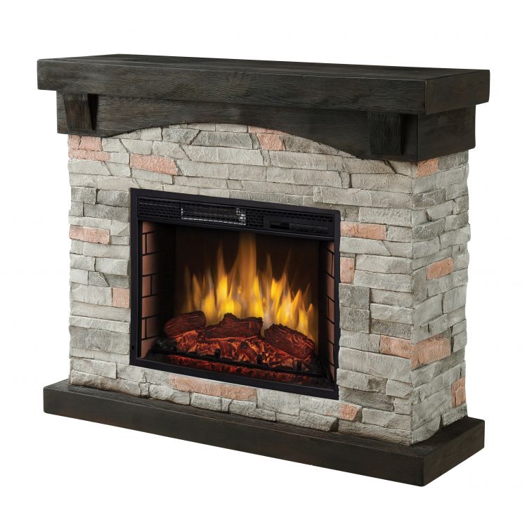 42" Sable Mills Electric Fireplace -Grey Faux Stone Mantel Electric Fireplaces Muskoka   