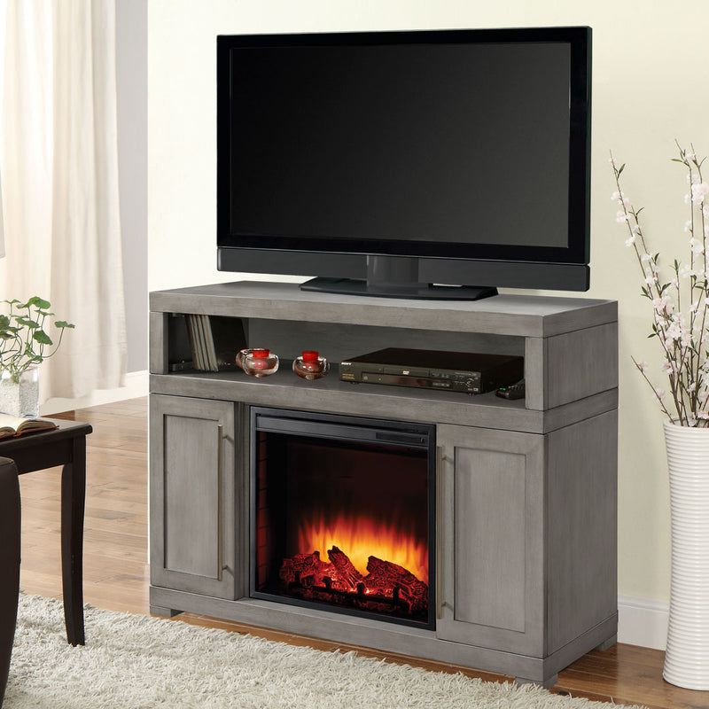 Mackenzie 48" Media Electric Fireplace in Light Weathered Grey Finish Electric Fireplaces GHP Group Inc   
