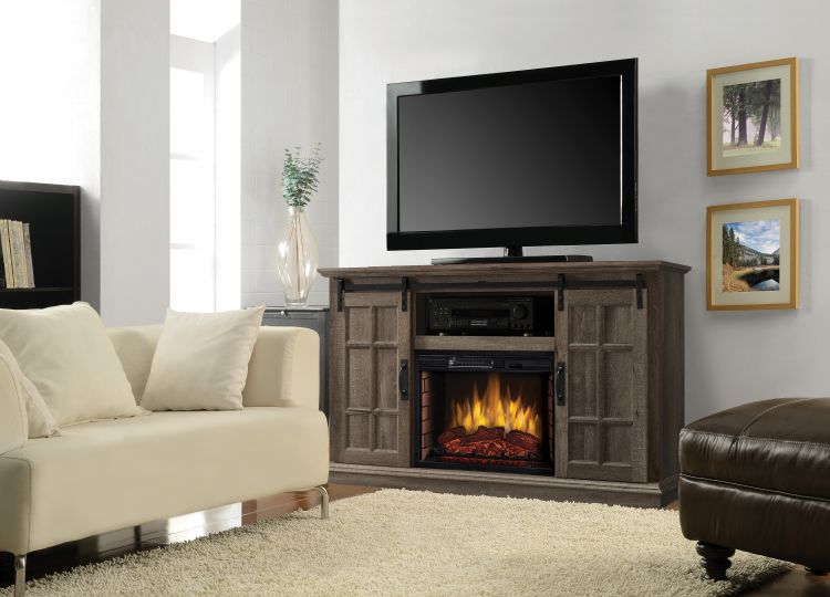 Colton 55" Infrared Media Electric Fireplace -Aged Oak Finish Electric Fireplaces Muskoka   