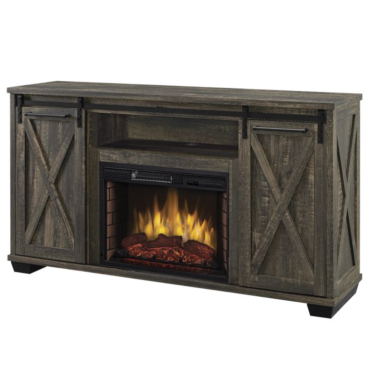 Rivington 58" Infrared Media Electric Fireplace - Barnboard Gray Electric Fireplaces Muskoka   