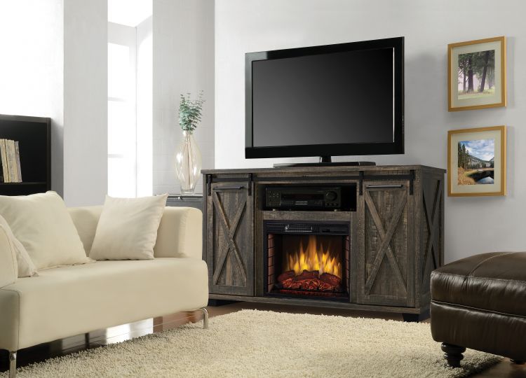 Rivington 58" Infrared Media Electric Fireplace - Barnboard Gray Electric Fireplaces Muskoka   