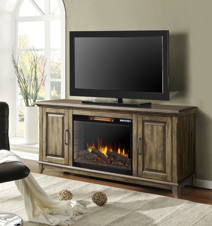 Harlow 60" Electric Fireplace with Bluetooth- Antique Pine Finish Electric Fireplaces Muskoka   