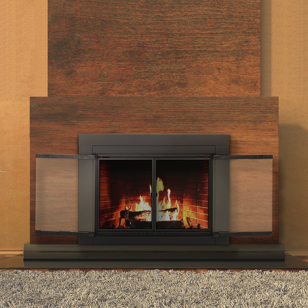 Pleasant Hearth - Alpine Glass Firescreen Black