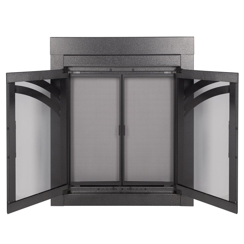 Axel Glass Firescreen Hammered Black Glass Doors Pleasant Hearth   
