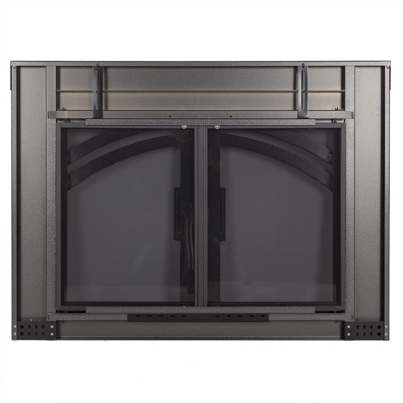 Axel Glass Firescreen Hammered Black Glass Doors Pleasant Hearth   
