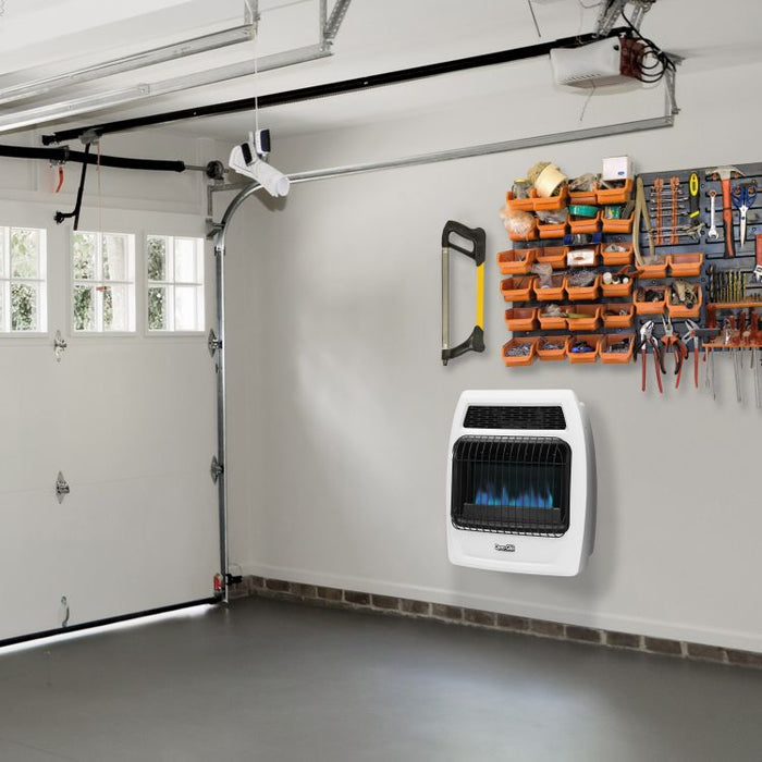 Garage gas heater installation (Dyna-Glo 20K BTU LP Blue Flame