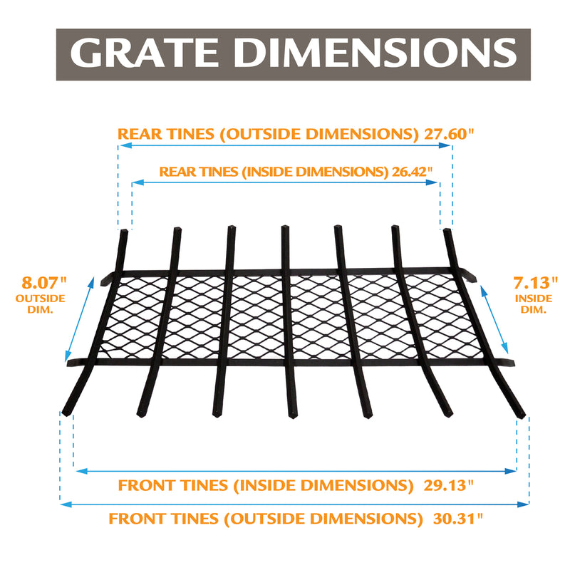 Pleasant Hearth - 1/2 in. steel grate- 36 in. 7 bar with ember retainer Grates Pleasant Hearth   