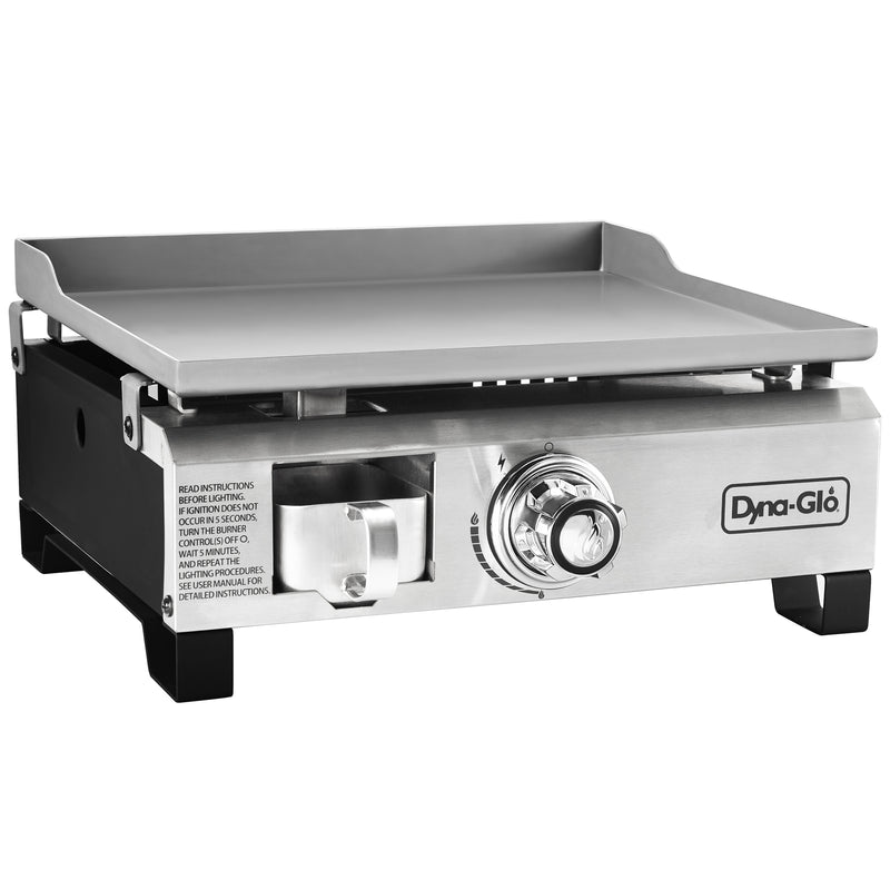 Portable 18,000 BTU Liquid Propane Gas Griddle - Stainless Steel Gas Grills Dyna-Glo   