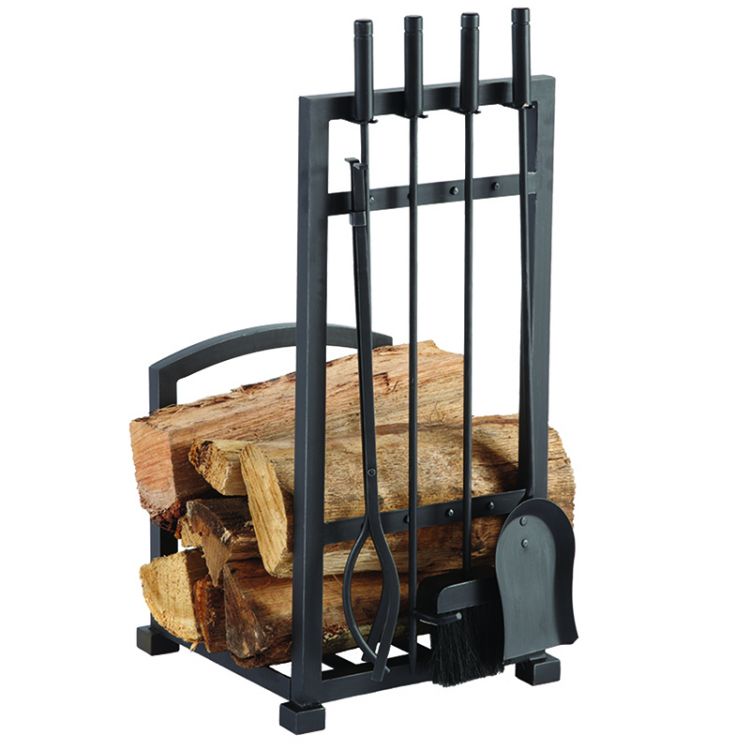 Pleasant Hearth - Harper Log Holder with Toolset Fireplace Accessories Pleasant Hearth   