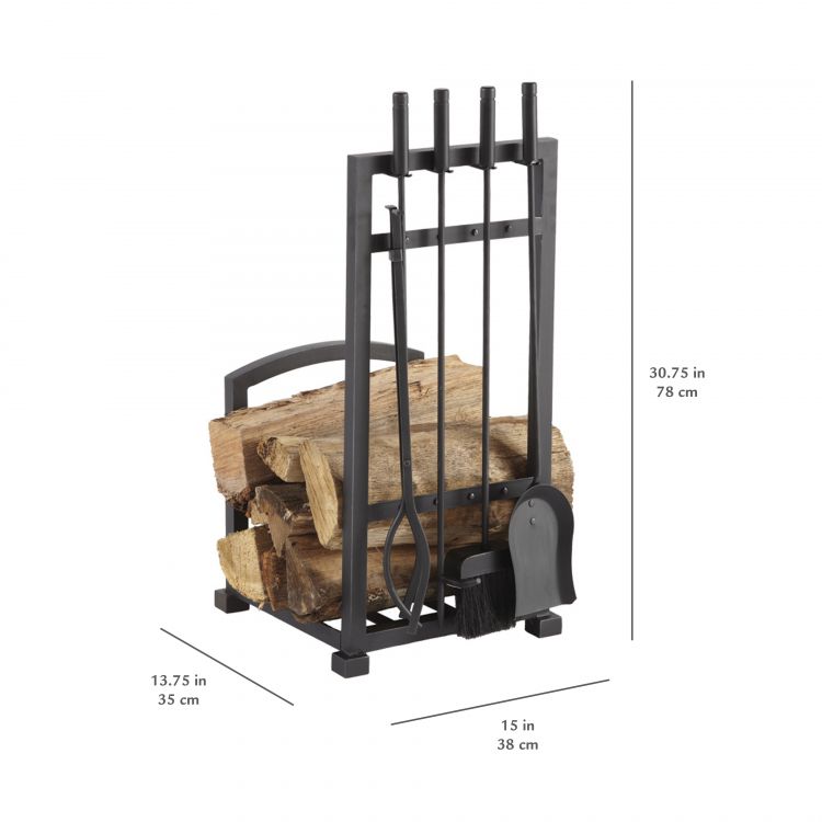 Pleasant Hearth - Harper Log Holder with Toolset Fireplace Accessories Pleasant Hearth   