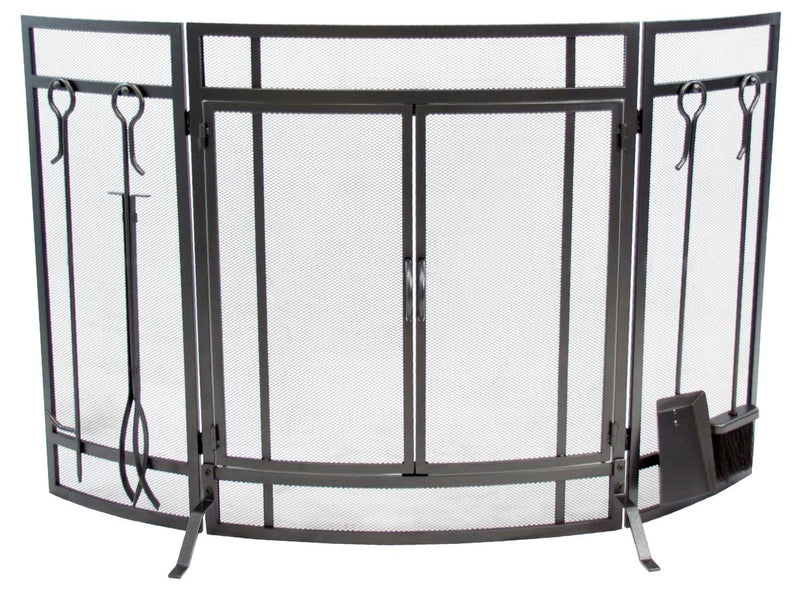 Pleasant Hearth Curved Screen with Tools Fireplace Accessories Pleasant Hearth   