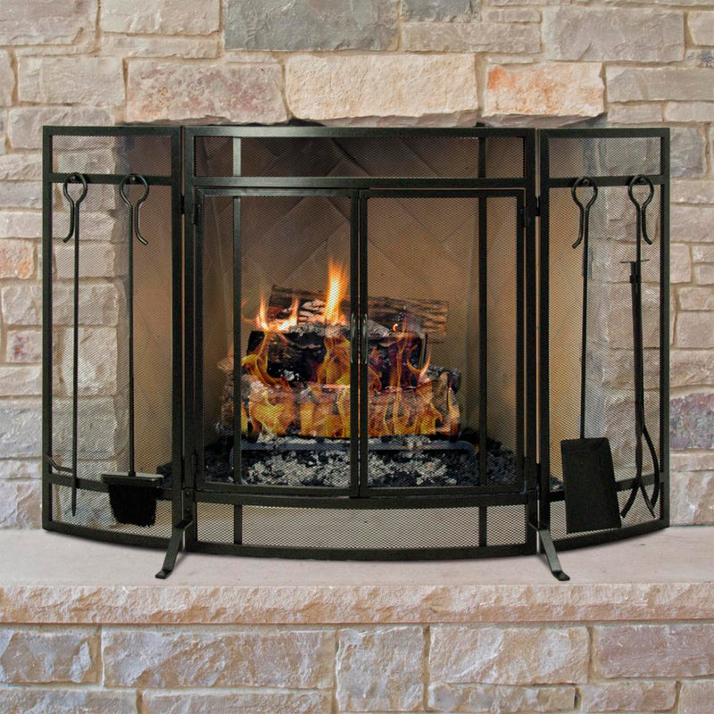 Pleasant Hearth Curved Screen with Tools Fireplace Accessories Pleasant Hearth   