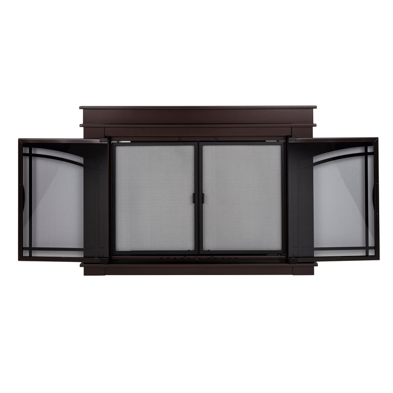 Pleasant Hearth Fenwick Glass Firescreen Oil Rubbed Bronze Glass Doors Pleasant Hearth   