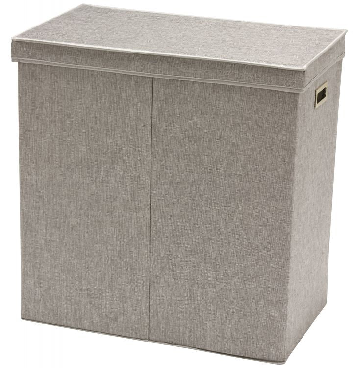 Greenway Collapsible Double Sorter Laundry Hamper, Grey Linen Laundry Greenway   