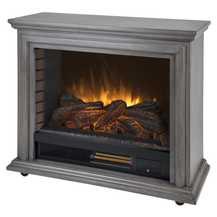 Pleasant Hearth Sheridan Mobile Infrared Fireplace - Dark Weathered Grey Electric Fireplaces Pleasant Hearth   