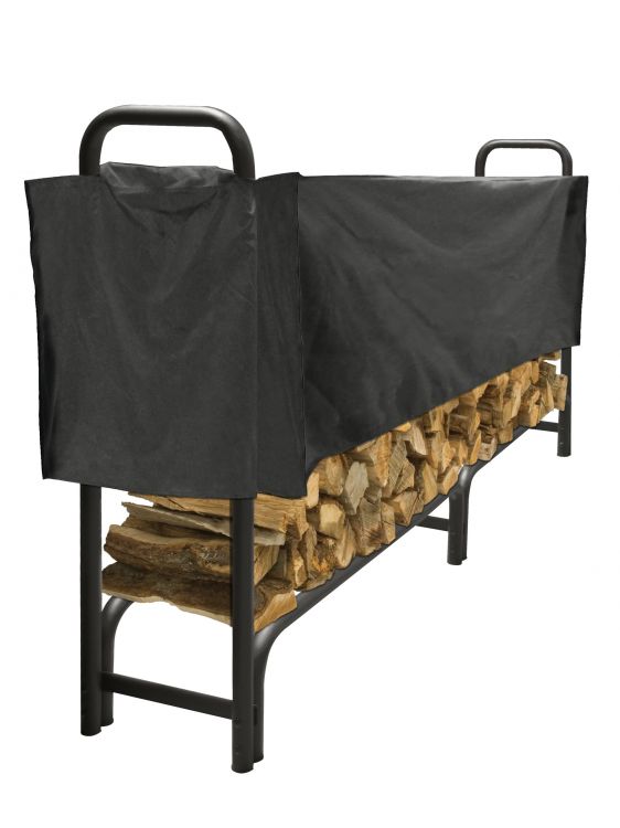 Pleasant Hearth 8 FT Heavy Duty Log Rack with Half Cover Log Storage Racks Pleasant Hearth   