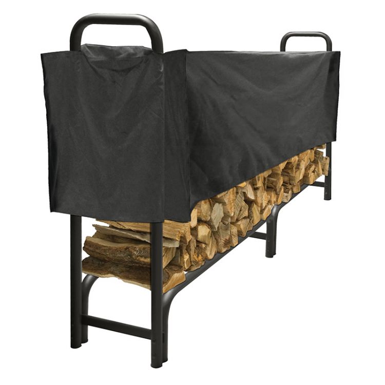 8 ft. Heavy Duty Log Rack with Half Cover Log Storage Racks Pleasant Hearth   