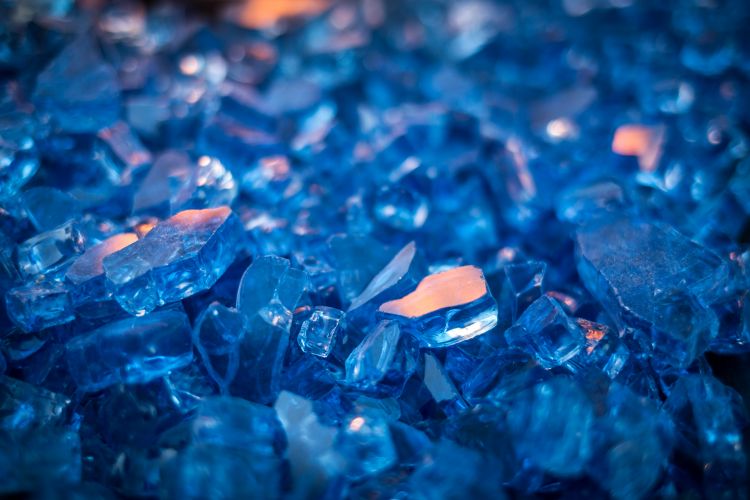 Blue Tempered Glass Rocks Fire Pit Accessories Pleasant Hearth   