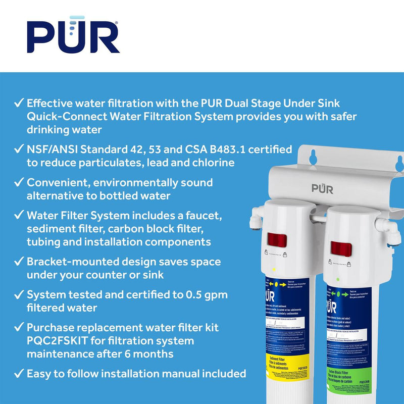 PUR® Dual Stage Under Sink Quick-Connect Water Filtration System Under Sink Filtration PUR®   