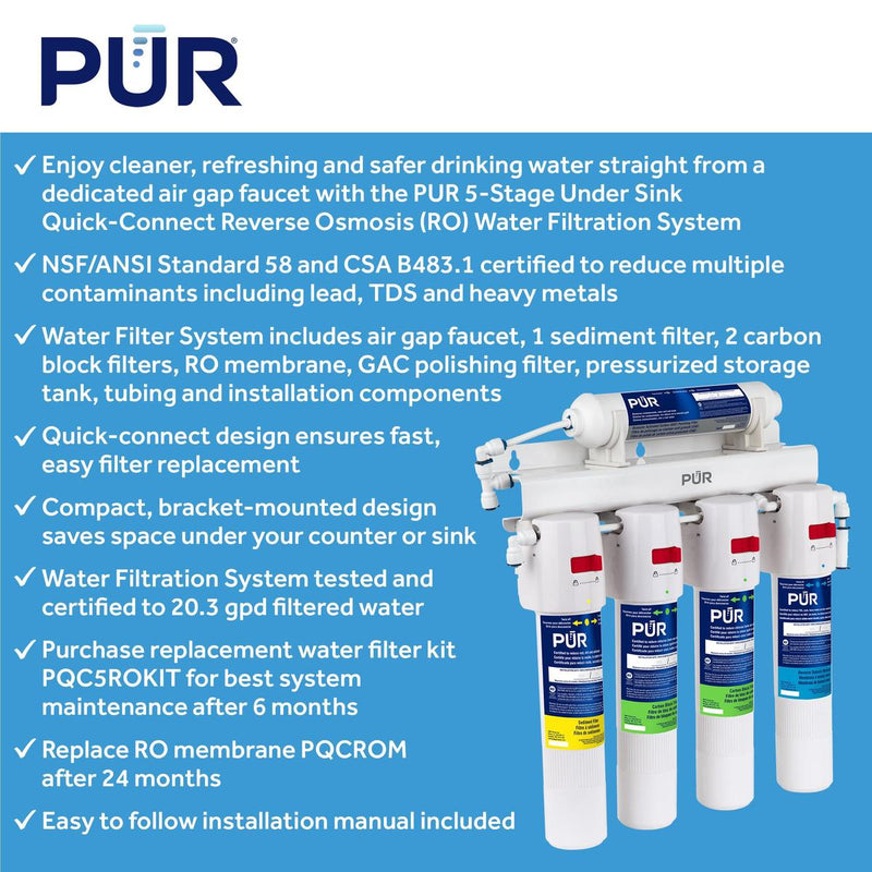 PUR® 5-Stage Under Sink Quick-Connect Reverse Osmosis System Under Sink Reverse Osmosis PUR®   