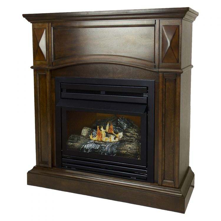 Pleasant Hearth 36 in. LP Compact Cherry Vent Free Fireplace System 20K BTU Vent Free Fireplaces Pleasant Hearth   
