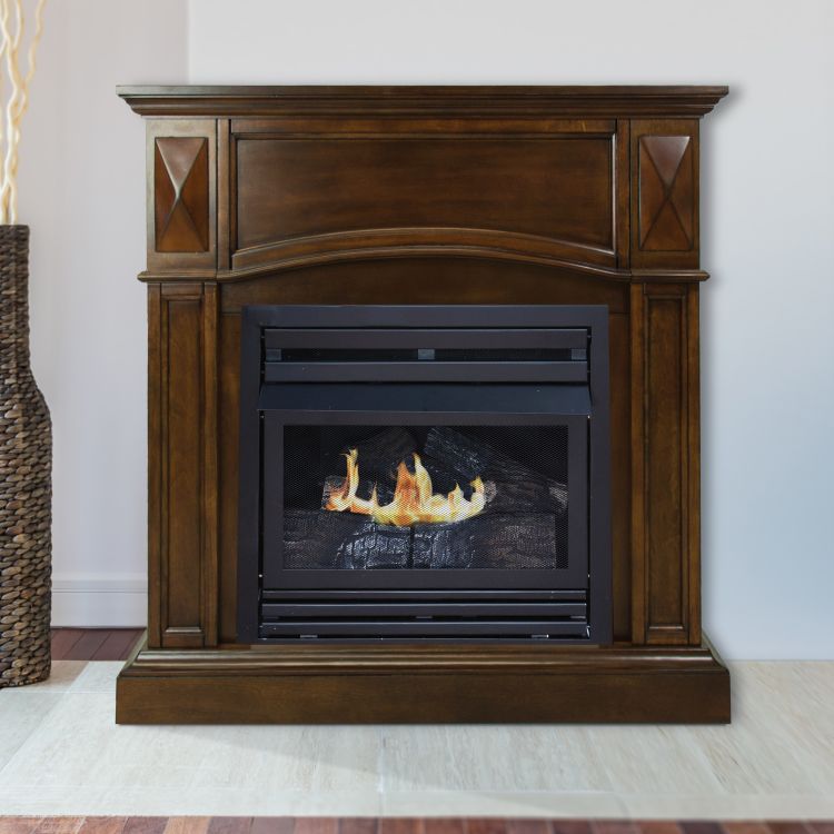 Pleasant Hearth 36 in. LP Compact Cherry Vent Free Fireplace System 20K BTU Vent Free Fireplaces Pleasant Hearth   