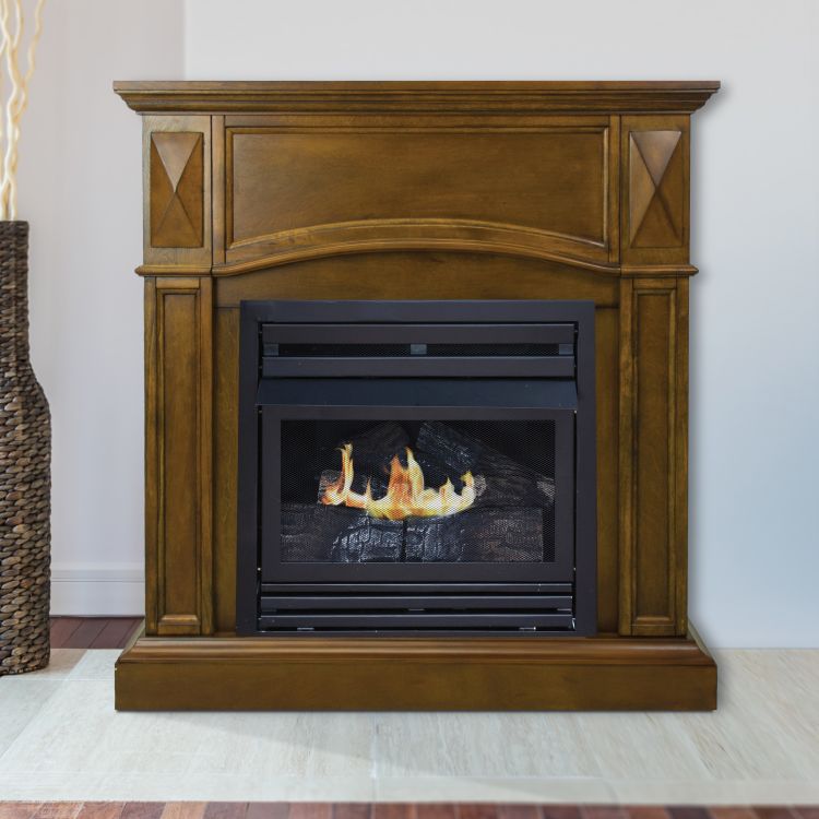 Pleasant Hearth 36 in. NG Compact Heritage Vent Free Fireplace System 20K BTU Vent Free Fireplaces Pleasant Hearth   