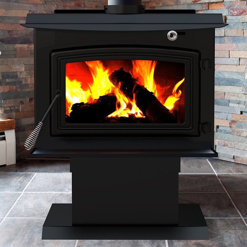 Pleasant Hearth HWS-1200-B 1,200 Sq. Ft. Wood Burning Stove with Stainless Steel Ash Lip and Blower Wood Stoves Pleasant Hearth   